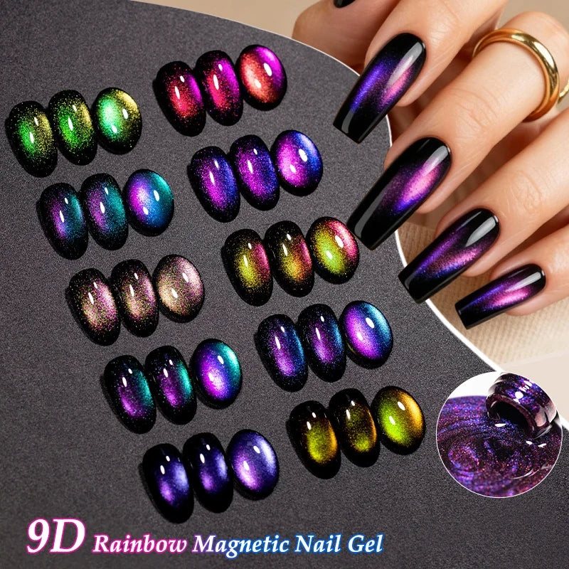 9D Rainbow Cat-Eye Magnetic Gel Polish