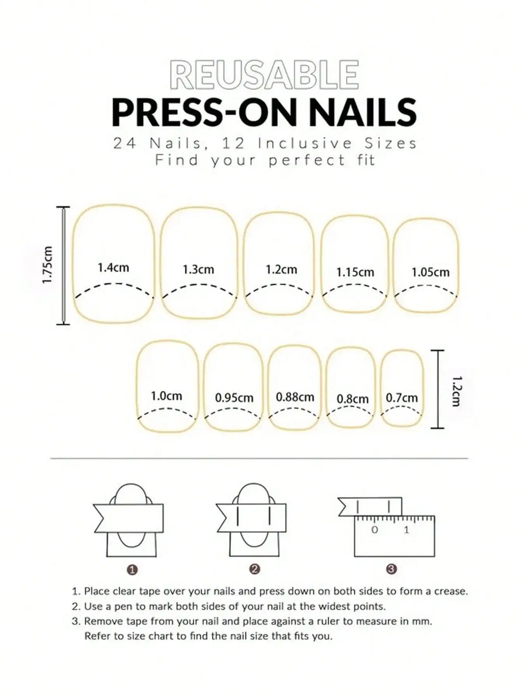 French-Style Press-On Nail Tips, 24 Pieces