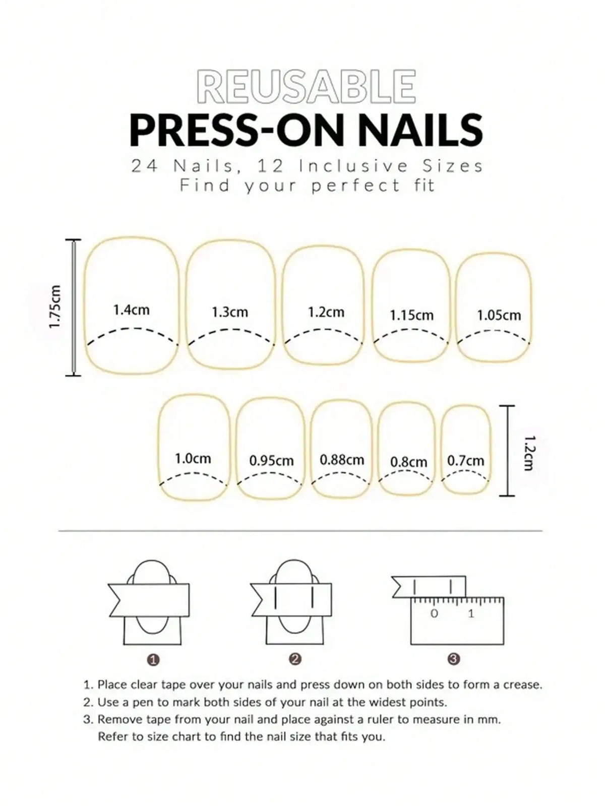 French-Style Press-On Nail Tips, 24 Pieces