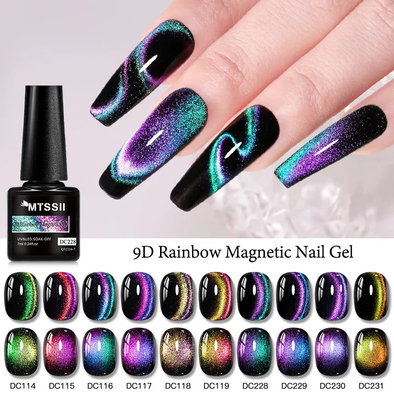 9D Rainbow Cat-Eye Magnetic Gel Polish