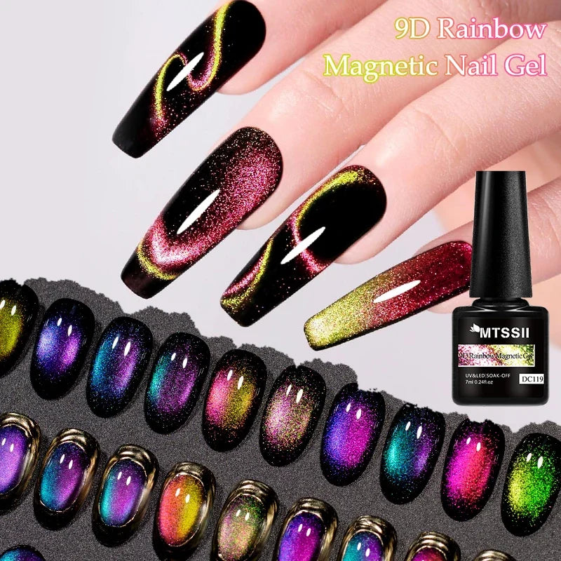 9D Rainbow Cat-Eye Magnetic Gel Polish