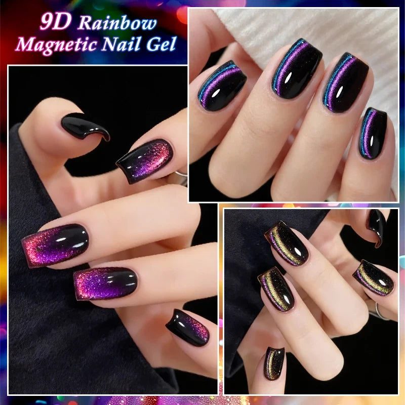 9D Rainbow Cat-Eye Magnetic Gel Polish